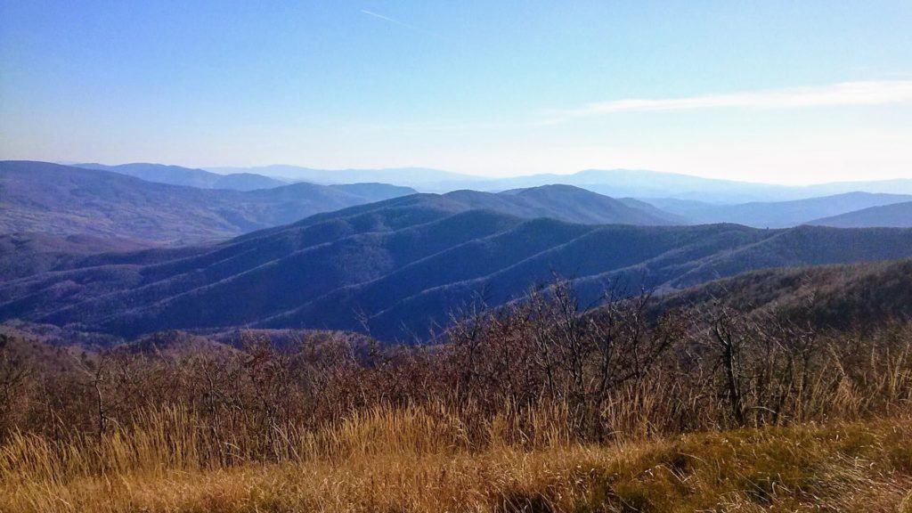 Widok na Bieszczady w słoneczny dzień.