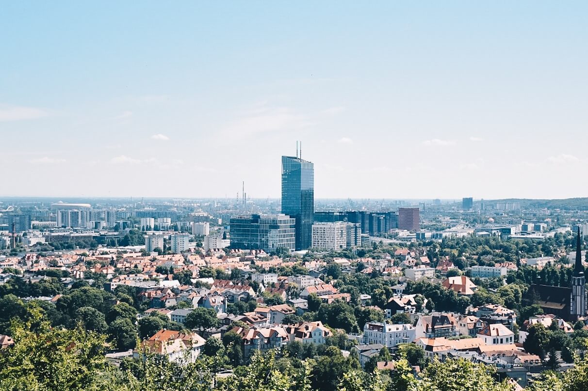 Gdańsk widziany z wieży widokowej na wzgórzu Pachołek.
