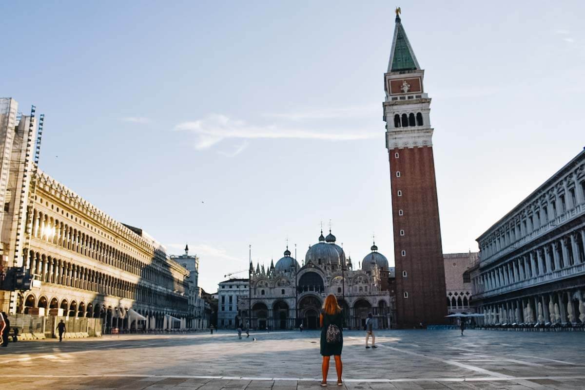Prawie pusty plac św. Marka Wenecja.