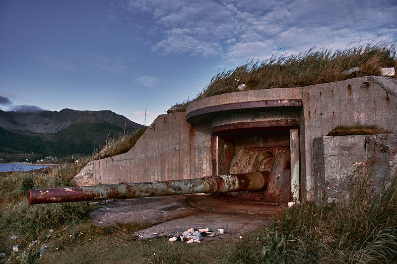 Fort Skrolsvik na wyspie Senja.