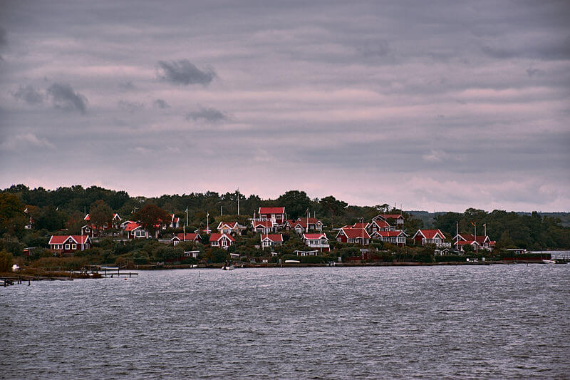 Czerwono-białe domki Karlskrona.